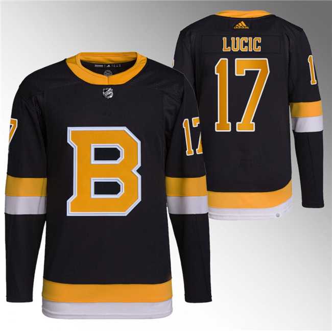 Mens Boston Bruins #17 Milan Lucic Black Home Breakaway Stitched Jersey->boston bruins->NHL Jersey